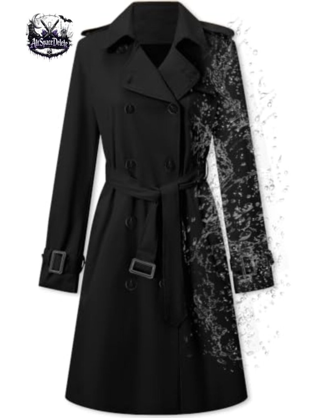 Water-Repellent Double Breasted Belted Trench Coat